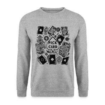 Choisissez une carte - cadeau magique pour les magiciens - Sweat-shirt Unisexe - gris chiné - Devant - Alina (178cm) & Michal (187cm)
