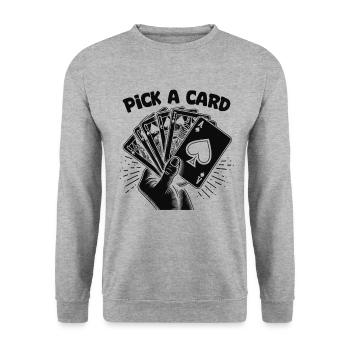 Choisissez une carte - cadeau magique pour les magiciens - Sweat-shirt Unisexe - gris chiné - Devant - Alina (178cm) & Michal (187cm)