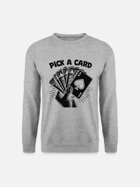 Pick a Card - Magisches Geschenk für Zauberer - Unisex Pullover - Weißgrau meliert