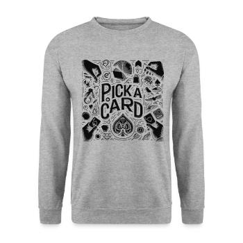 Pick a Card - Magical Gift for Magicians - Unisex Sweatshirt - salt & pepper - Front - Alina (178cm) & Michal (187cm)