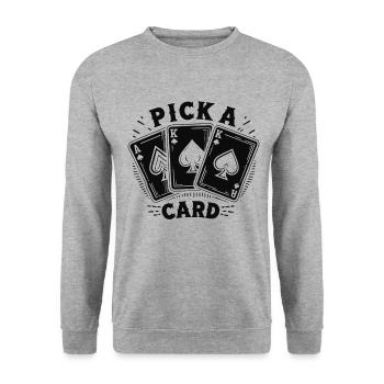 Choisissez une carte - cadeau magique pour les magiciens - Sweat-shirt Unisexe - gris chiné - Devant - Alina (178cm) & Michal (187cm)