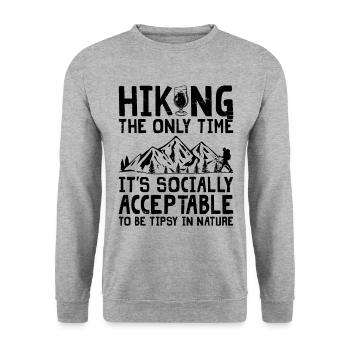 Wandern Natur Trekking Bergsteigen Wanderer Outdoo - Unisex Pullover - Weißgrau meliert - Vorne - Alina (178cm) & Michal (187cm)