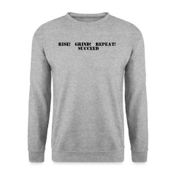 Fitness - Rise, grind, repeat, succeed - Unisex Sweatshirt - salt & pepper - Front - Alina (178cm) & Michal (187cm)