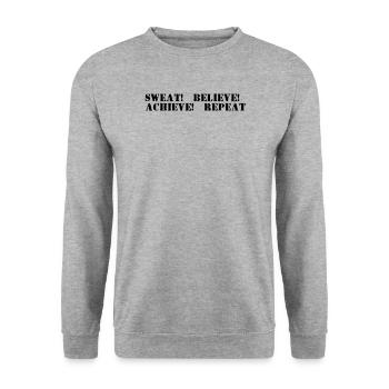 Fitness - Sweat, believe, achieve, repeat - Unisex Pullover - Weißgrau meliert - Vorne - Alina (178cm) & Michal (187cm)