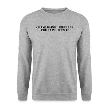 Fitness - Chasser les gains, embrasser la douleur, l’assumer - Sweat-shirt Unisexe - gris chiné - Devant - Alina (178cm) & Michal (187cm)