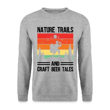 Wandern Wanderer Natur Trekking Outdoor Bergsteigerin - Unisex Pullover - Weißgrau meliert - Vorne - Alina (178cm) & Michal (187cm)