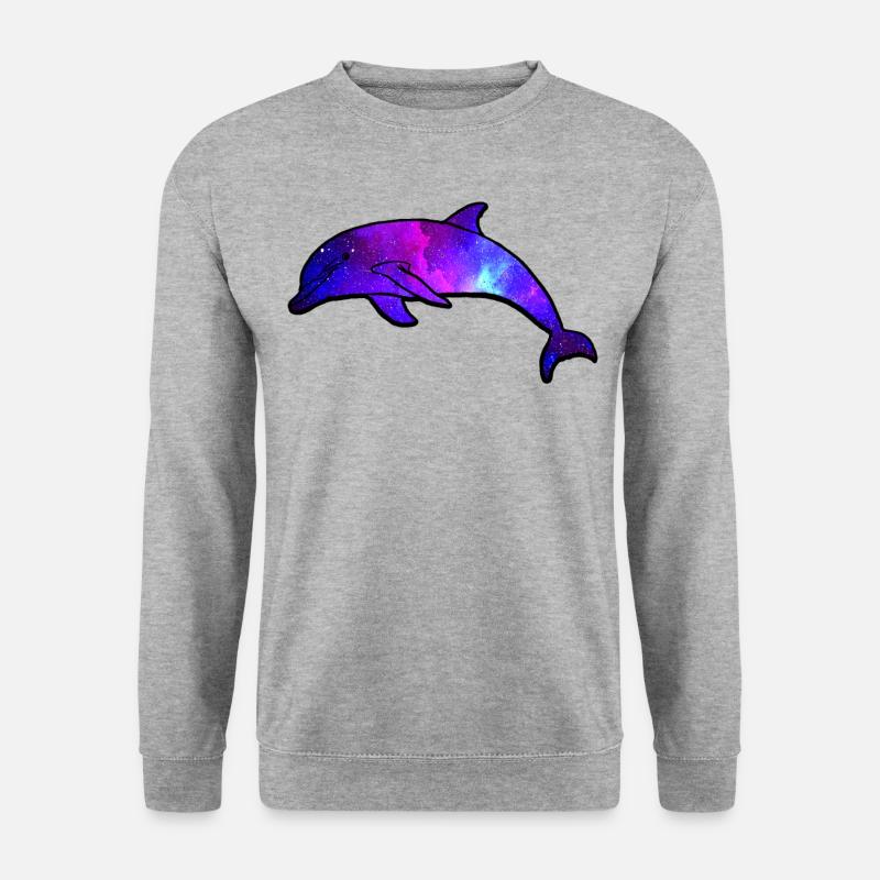 Dolphin Space Galaxy - Unisex Pullover - Weißgrau meliert