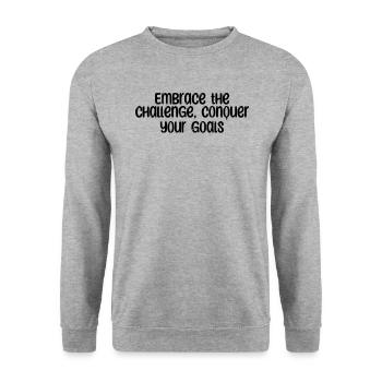 Fitness - Relevez le défi, conquérez votre - Sweat-shirt Unisexe - gris chiné - Devant - Alina (178cm) & Michal (187cm)