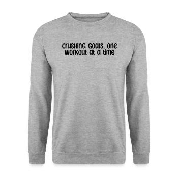 Fitness - Crushing goals, one workout at a time - Unisex Sweatshirt - salt & pepper - Front - Alina (178cm) & Michal (187cm)