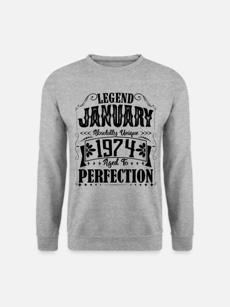 Janvier 1974. Cadeau d'Anniversaire janvier 1974. - Sweat-shirt Unisexe - gris chiné