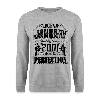 January 2001. January 2001 Birthday Gift. - Unisex Sweatshirt - salt & pepper - Front - Alina (178cm) & Michal (187cm)