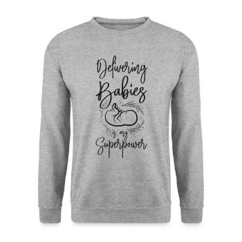 LD Labour And Delivery Nurse - Unisex Sweatshirt - salt & pepper - Front - Alina (178cm) & Michal (187cm)