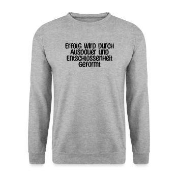 Fitness - Erfolg wird durch Ausdauer und - Unisex Pullover - Weißgrau meliert - Vorne - Alina (178cm) & Michal (187cm)
