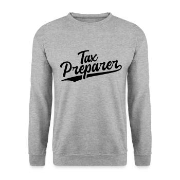 Retro Swoosh Job - Tax Preparer - Unisex Pullover - Weißgrau meliert - Vorne - Alina (178cm) & Michal (187cm)