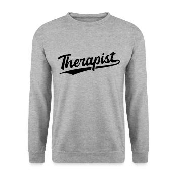 Retro Swoosh Job - Therapist - Unisex Sweatshirt - salt & pepper - Front - Alina (178cm) & Michal (187cm)
