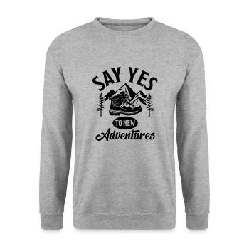 Dites oui Nouvelles aventures - Voyage en plein air Randonnée - Sweat-shirt Unisexe - gris chiné - Devant - Alina (178cm) & Michal (187cm)