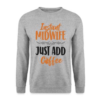 Nurse Midwife Birth Worker Coffee - Unisex Pullover - Weißgrau meliert - Vorne - Alina (178cm) & Michal (187cm)