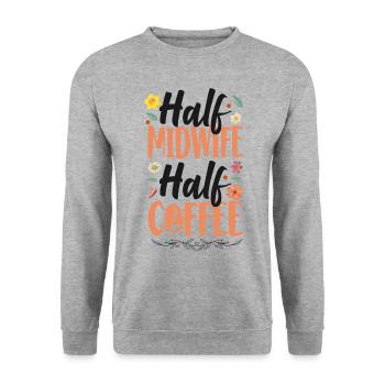 Nurse Midwife Birth Worker Coffee - Unisex Pullover - Weißgrau meliert - Vorne - Alina (178cm) & Michal (187cm)