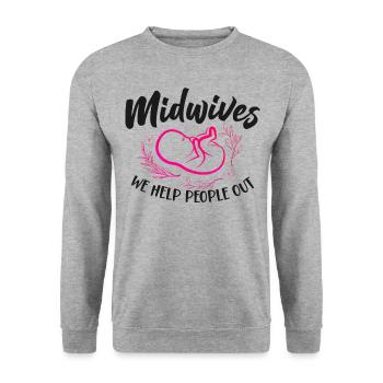 Nurse Midwife Birth Worker Pun - Unisex Sweatshirt - salt & pepper - Front - Alina (178cm) & Michal (187cm)