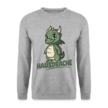 Hausdrache. Stark, Mutig und Unbesiegbar. Drache - Unisex Pullover - Weißgrau meliert - Vorne - Alina (178cm) & Michal (187cm)