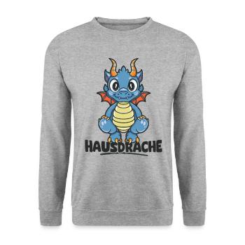 Hausdrache. Stark, Mutig und Unbesiegbar. Drache - Unisex Pullover - Weißgrau meliert - Vorne - Alina (178cm) & Michal (187cm)