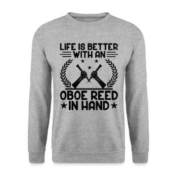 Oboe Player Oboe Basoonist Marching Band Instrumen - Unisex Sweatshirt - salt & pepper - Front - Alina (178cm) & Michal (187cm)