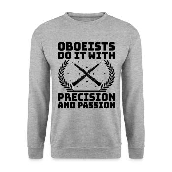 Oboist Oboe Basoonist Marching Band Instrumen - Unisex Pullover - Weißgrau meliert - Vorne - Alina (178cm) & Michal (187cm)