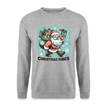 Christmas Vibes - Funny Holidays Funny Christmas - Unisex Pullover - Weißgrau meliert - Vorne - Alina (178cm) & Michal (187cm)