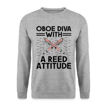 Oboe Player Oboe Basoonist Marching Band Instrumen - Unisex Sweatshirt - salt & pepper - Front - Alina (178cm) & Michal (187cm)