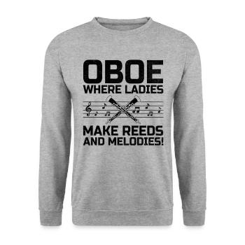 Joueur de hautbois Hautbois Basoonist Marching Band Instrumen - Sweat-shirt Unisexe - gris chiné - Devant - Alina (178cm) & Michal (187cm)