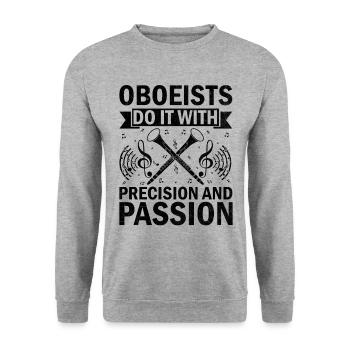 Oboist Oboe Basoonist Marching Band Instrumen - Unisex Pullover - Weißgrau meliert - Vorne - Alina (178cm) & Michal (187cm)