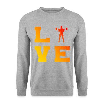 Fitness Entraînement cardio endurance femme Haltérophilie - Sweat-shirt Unisexe - gris chiné - Devant - Alina (178cm) & Michal (187cm)