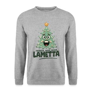 Früher war mehr Lametta - Unisex Pullover - Weißgrau meliert - Vorne - Alina (178cm) & Michal (187cm)