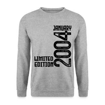 Cadeau Anniversaire Janvier 2004. January 2004. - Sweat-shirt Unisexe - gris chiné - Devant - Alina (178cm) & Michal (187cm)