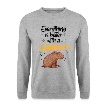 Tout est mieux avec capybara capybara - Sweat-shirt Unisexe - gris chiné - Devant - Alina (178cm) & Michal (187cm)