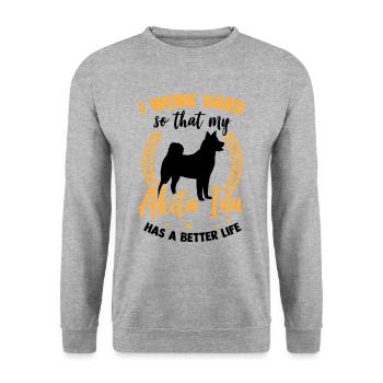 Travailler pour mon Akita Inu Akita japonais - Sweat-shirt Unisexe - gris chiné - Devant - Alina (178cm) & Michal (187cm)