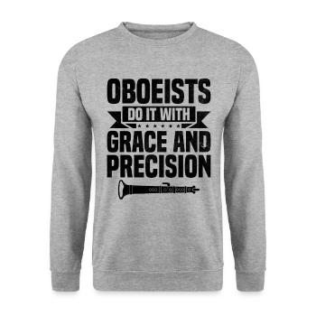 Joueur de hautbois Hautbois Basoonist Marching Band Instrumen - Sweat-shirt Unisexe - gris chiné - Devant - Alina (178cm) & Michal (187cm)