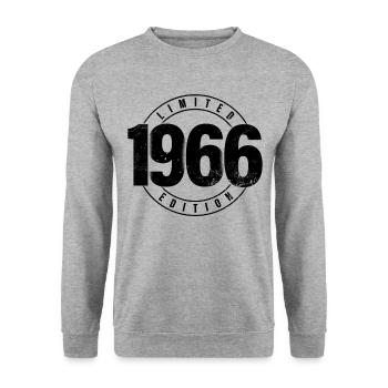 Limited Edition 1966 Birth Year Urban Birthday - Unisex Sweatshirt - salt & pepper - Front - Alina (178cm) & Michal (187cm)