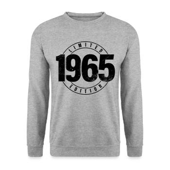 Limited Edition 1965 Birth Year Urban Birthday - Unisex Sweatshirt - salt & pepper - Front - Alina (178cm) & Michal (187cm)