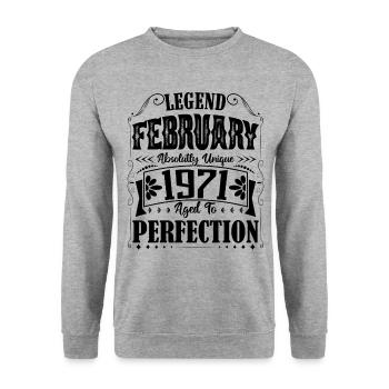 February 1971. February 1971 Birthday Gift. - Unisex Sweatshirt - salt & pepper - Front - Alina (178cm) & Michal (187cm)