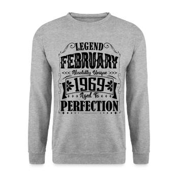February 1969. February 1969 Birthday Gift. - Unisex Sweatshirt - salt & pepper - Front - Alina (178cm) & Michal (187cm)