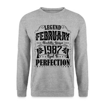 February 1987. Birthday Gift February 1987. - Unisex Sweatshirt - salt & pepper - Front - Alina (178cm) & Michal (187cm)