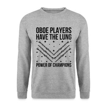 Joueur de hautbois Hautbois Basoonist Marching Band Instrumen - Sweat-shirt Unisexe - gris chiné - Devant - Alina (178cm) & Michal (187cm)