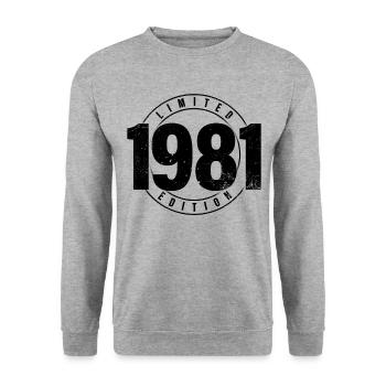 Limited Edition 1981 Year of Birth Urban Birthday - Unisex Sweatshirt - salt & pepper - Front - Alina (178cm) & Michal (187cm)