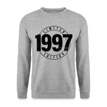 Limited Edition 1997 Year of Birth Urban Birthday - Unisex Sweatshirt - salt & pepper - Front - Alina (178cm) & Michal (187cm)