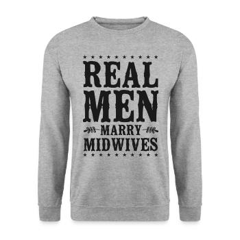 Nurse Midwife Birth Worker - Unisex Sweatshirt - salt & pepper - Front - Alina (178cm) & Michal (187cm)