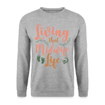 Nurse Midwife Birth Worker Living - Unisex Sweatshirt - salt & pepper - Front - Alina (178cm) & Michal (187cm)