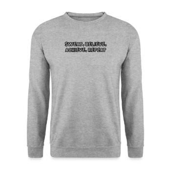 Fitness - Sweat, believe, achieve, repeat - Unisex Pullover - Weißgrau meliert - Vorne - Alina (178cm) & Michal (187cm)