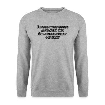 Fitness - Erfolg wird durch Ausdauer und - Unisex Pullover - Weißgrau meliert - Vorne - Alina (178cm) & Michal (187cm)
