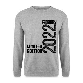 Cadeau Anniversaire Février 2022. February 2022. - Sweat-shirt Unisexe - gris chiné - Devant - Alina (178cm) & Michal (187cm)